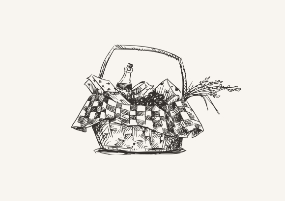 gezeichneter Picknickkorb