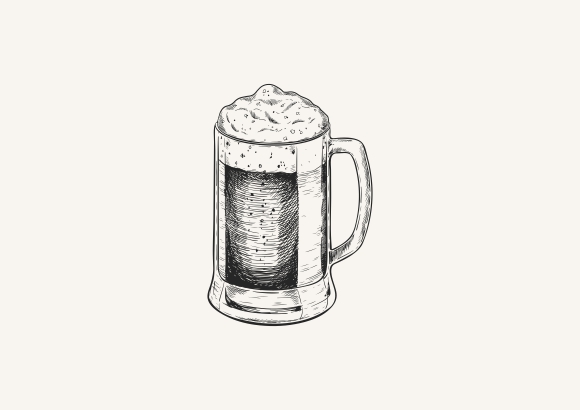 Zeichnung eines gefüllten Bierkruges