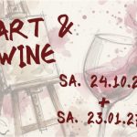 Art and Wine Veranstaltung mit Leinwand und Weinglas im Hintergund